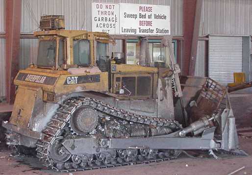 The enclosed cab of the bulldozer offers
some protection.