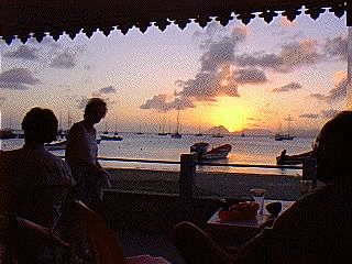 A sunset view from a snackbar at Ste. Anne.